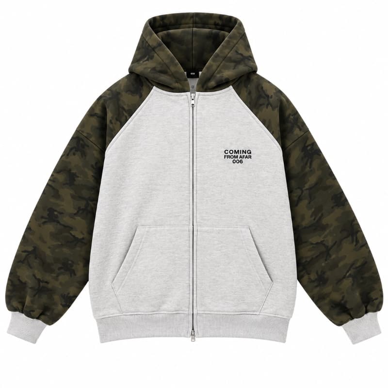 CAMO ZIP HOODIE | GRAY