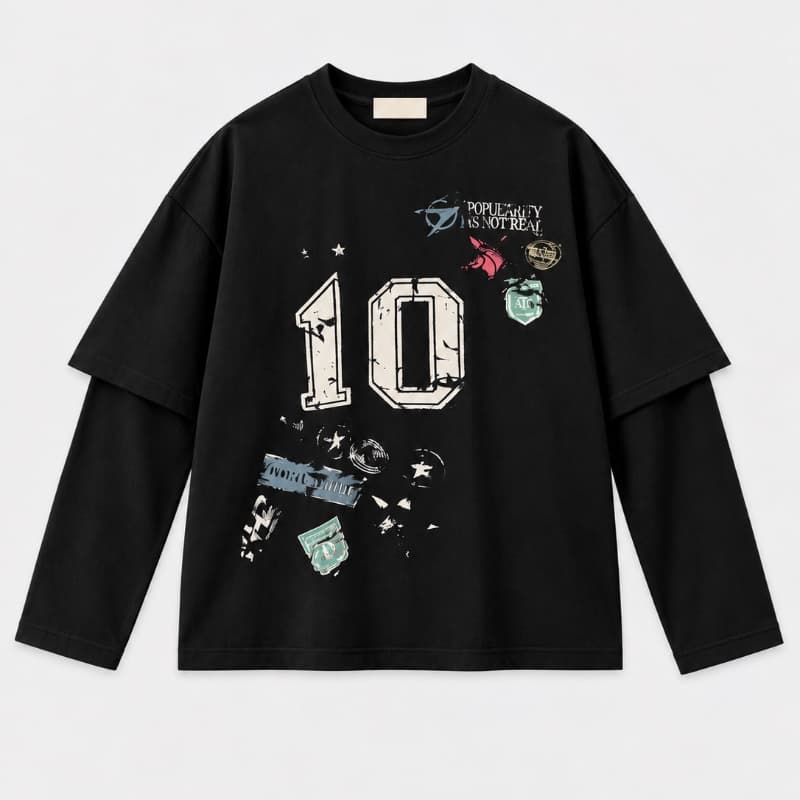 BLACK 2SLEEVE T
